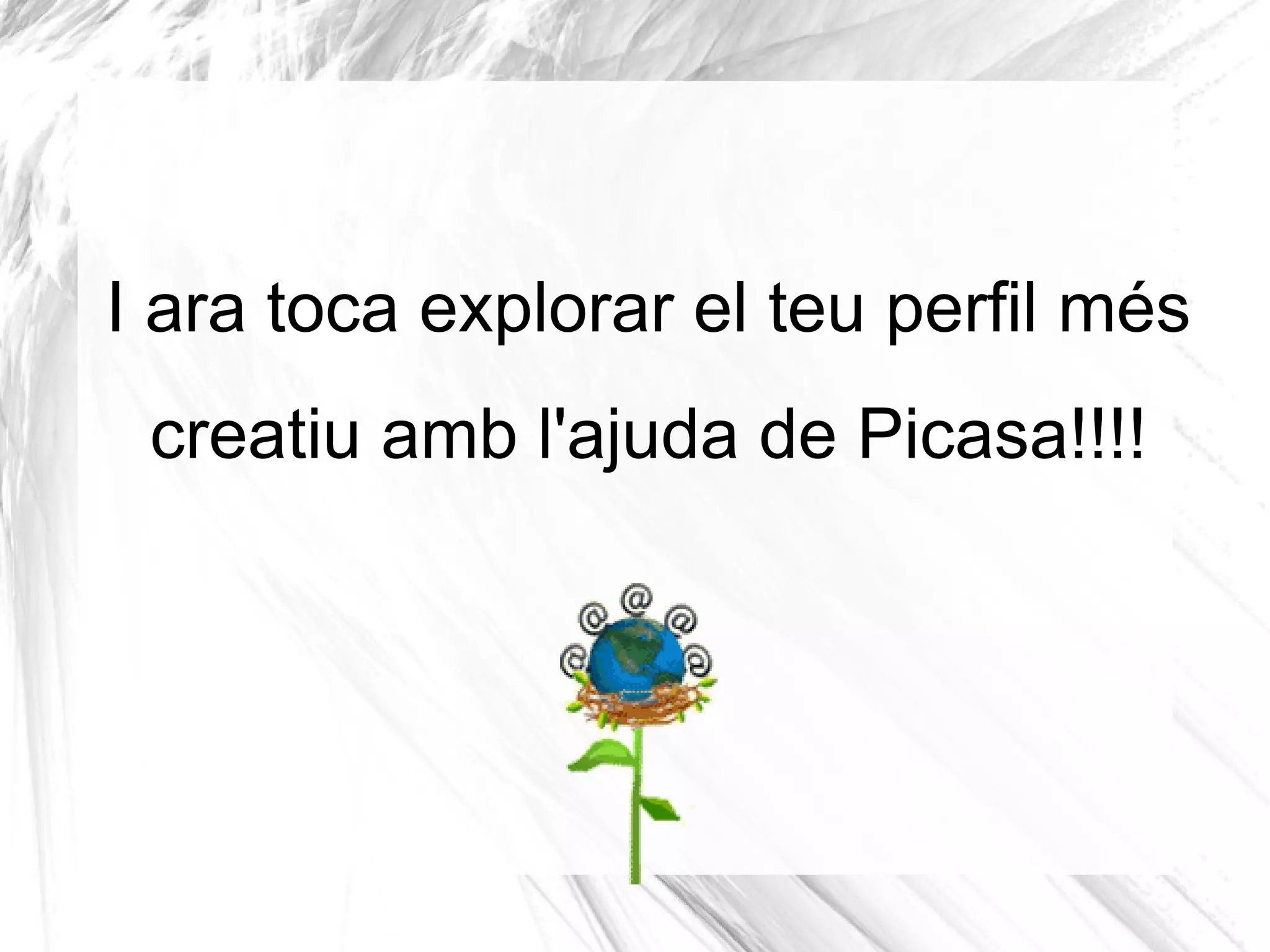 I ara toca explorar el teu perfil més
 creatiu amb l'ajuda de Picasa!!!!
 