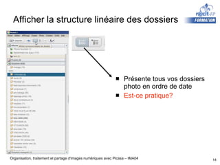 Afficher la structure linéaire des dossiers Présente tous vos dossiers photo en ordre de date Est-ce pratique? 