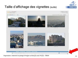 Taille d’affichage des vignettes  (suite) 