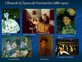 Mujer  Azul Ciencia y Caridad.  Mujer con sombrero de plumas La Familia Soler Le moulin de la Galette Autorretrato 