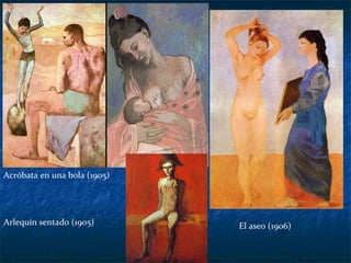 Acróbata en una bola (1905) Arlequín sentado (1905) El aseo (1906) 