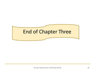 End of Chapter Three
30
Dereje Teklemariam, PhD [Feb.2018]
 