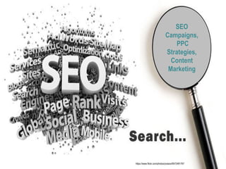 SEO
Campaigns,
PPC
Strategies,
Content
Marketing
https://www.flickr.com/photos/yixiaoxi/9572481767
 