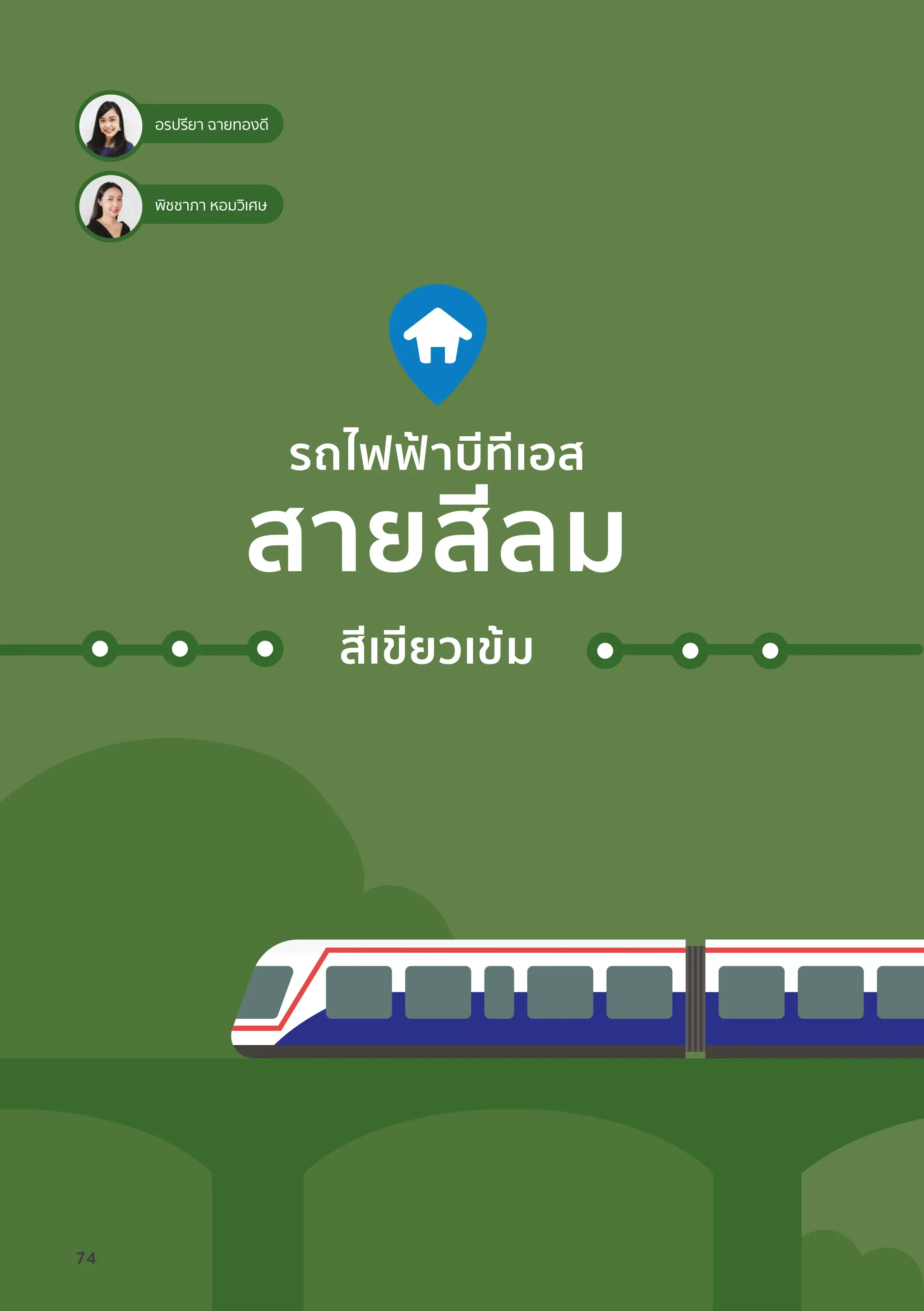 รถไฟฟ้้าบีีทีีเอส
สายสีีลม
สีีเขีียวเข้้ม
อรปรียา ฉายทองดี
พิชชาภา หอมวิเศษ
74
 