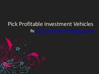 Pick Profitable Investment Vehicles
         By www.profitableinvestingtips.com
 