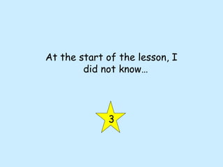 At the start of the lesson, I
did not know…
3
