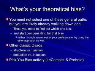 What’s your theoretical bias? ,[object Object],[object Object],[object Object],[object Object],[object Object],[object Object],[object Object],[object Object]