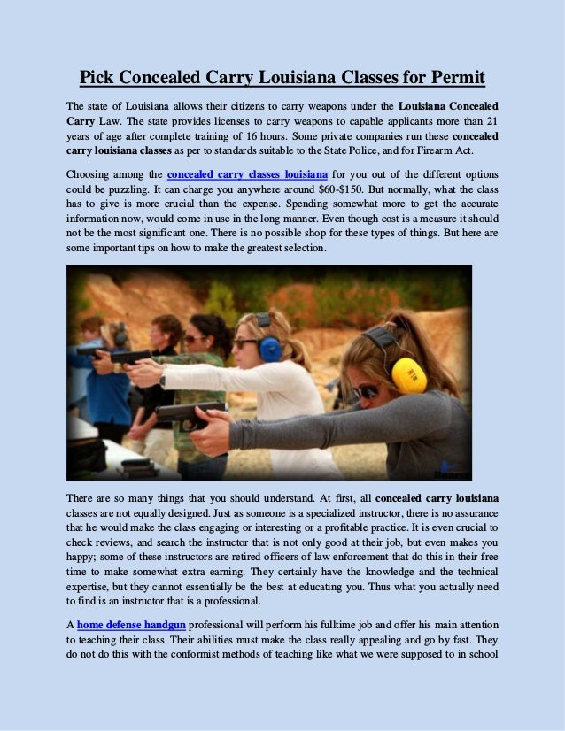 Pick concealed carry louisiana classes for permit