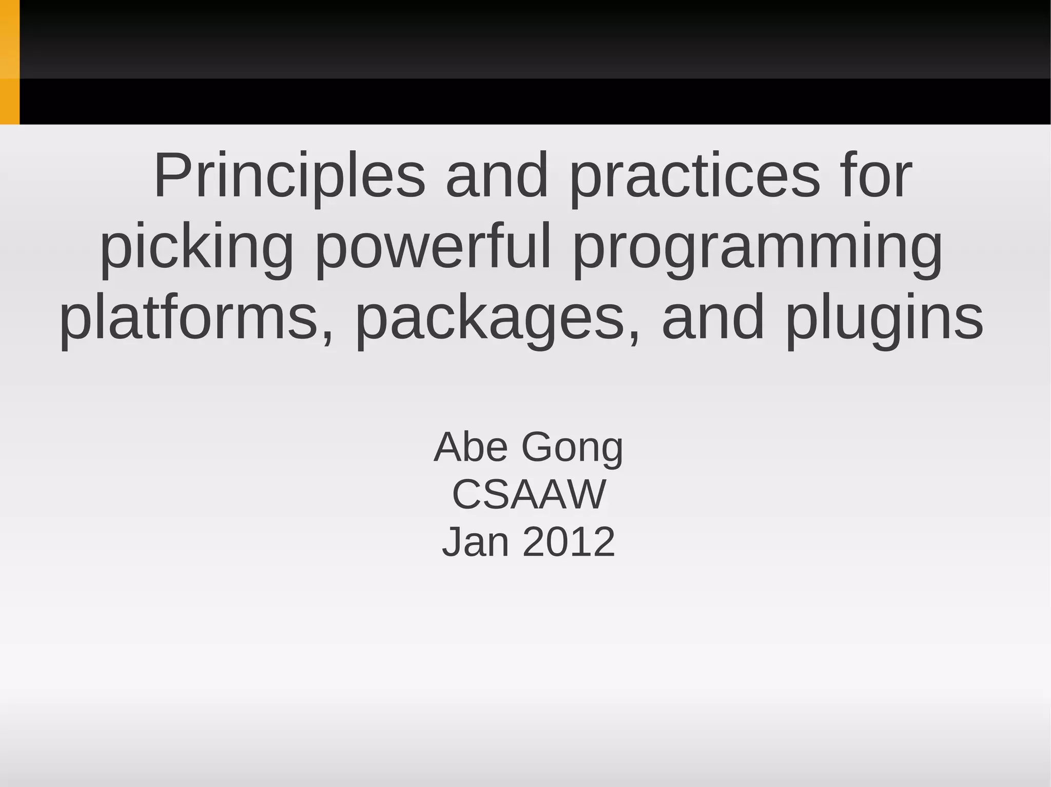 Picking programming packages | PPT