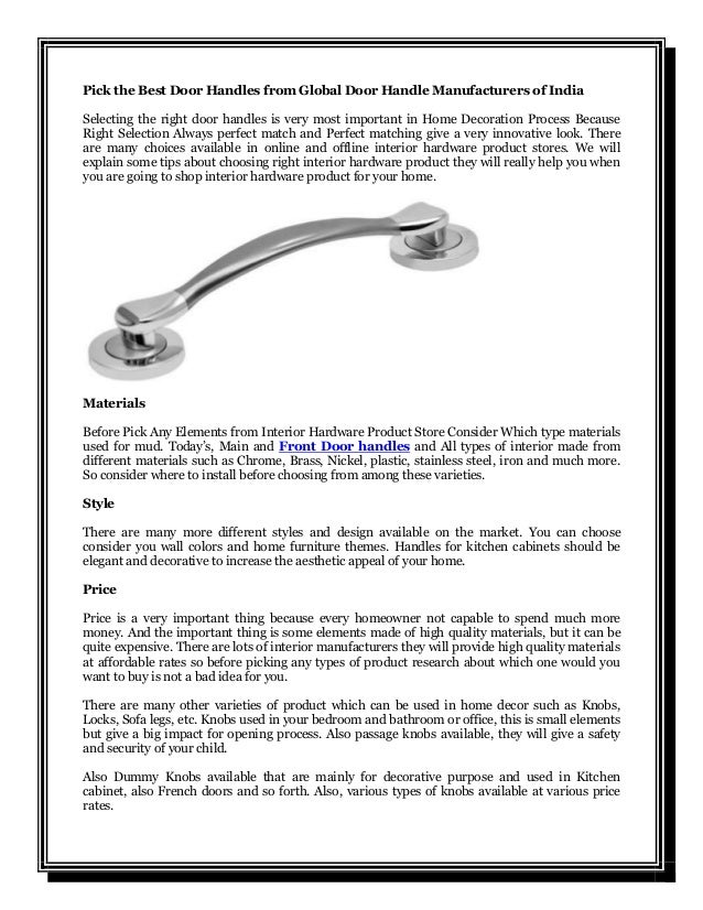 Pick The Best Door Handles From Global Door Handle