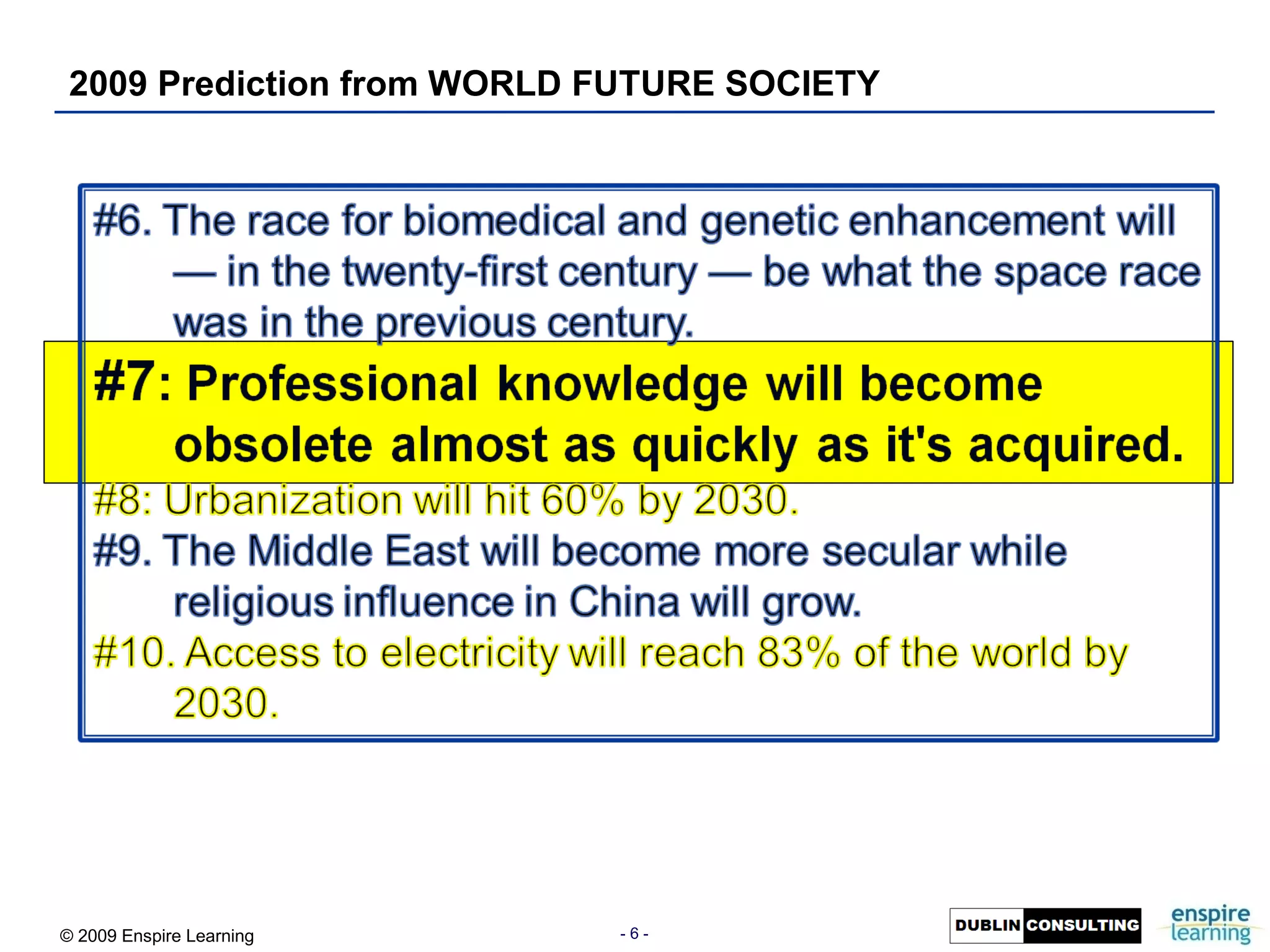 2009 Prediction from WORLD FUTURE SOCIETY 