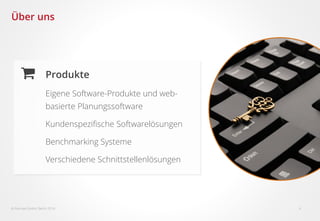  Fairmas GmbH, Berlin 2016 4
Über uns
Produkte
Eigene Software-Produkte und web-
basierte Planungssoftware
Kundenspezifische Softwarelösungen
Benchmarking Systeme
Verschiedene Schnittstellenlösungen
 