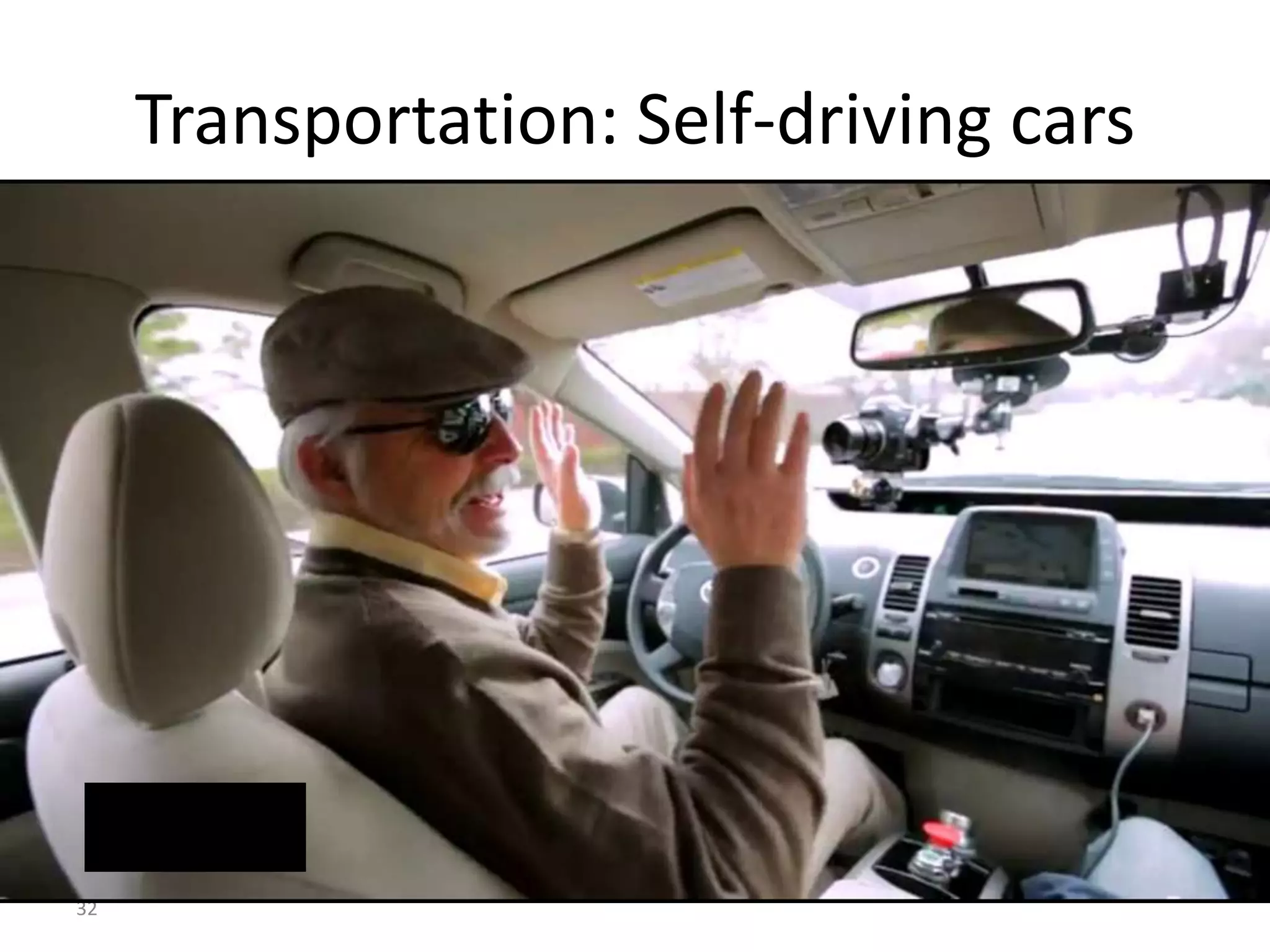 32
Transportation: Self-driving cars
Steve Mahan:
Test “Driver”
 