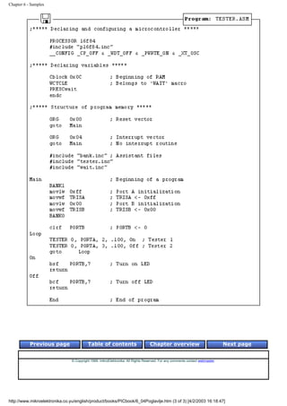 Chapter 6 - Samples




           Previous page                  Table of contents                       Chapter overview                             Next page


                                © Copyright 1999. mikroElektronika. All Rights Reserved. For any comments contact webmaster.




http://www.mikroelektronika.co.yu/english/product/books/PICbook/6_04Poglavlje.htm (3 of 3) [4/2/2003 16:18:47]
 