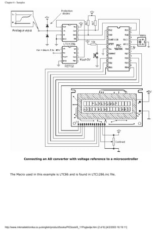 Chapter 6 - Samples




                  Connecting an AD converter with voltage reference to a microcontroller




     The Macro used in this example is LTC86 and is found in LTC1286.inc file.




http://www.mikroelektronika.co.yu/english/product/books/PICbook/6_11Poglavlje.htm (2 of 6) [4/2/2003 16:19:11]
 