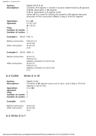 Appendix A - Instruction Set




     A.4 CLRW                  Write 0 in W




     A.5 Write 0 in f




http://www.mikroelektronika.co.yu/english/product/books/PICbook/A_Dodatak.htm (3 of 21) [4/2/2003 16:19:25]
 