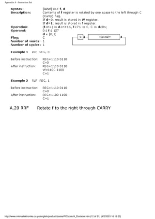 Appendix A - Instruction Set




     A.20 RRF                  Rotate f to the right through CARRY




http://www.mikroelektronika.co.yu/english/product/books/PICbook/A_Dodatak.htm (12 of 21) [4/2/2003 16:19:25]
 