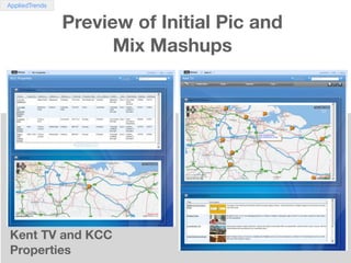 AppliedTrends


                Preview of Initial Pic and
                      Mix Mashups




Kent TV and KCC
Properties
 