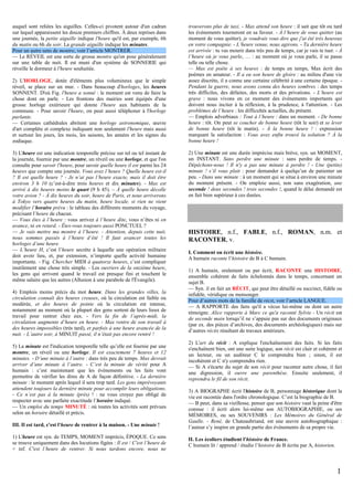auquel sont reliées les aiguilles. Celles-ci pivotent autour d'un cadran
sur lequel apparaissent les douze premiers chiffres. À deux reprises dans
une journée, la petite aiguille indique l'heure qu'il est, par exemple, 6h
du matin ou 6h du soir. La grande aiguille indique les minutes.
Pour un autre sens de montre, voir l’article MONTRER.
— Le RÉVEIL est une sorte de grosse montre qu'on pose généralement
sur une table de nuit. Il est muni d'un système de SONNERIE qui
réveille le dormeur à l'heure souhaitée.
2) L'HORLOGE, dotée d'éléments plus volumineux que le simple
réveil, se place sur un mur. - Dans beaucoup d'horloges, les heures
SONNENT. D'où Fig. l'heure a sonné : le moment est venu de faire la
chose dont on parle. - Les frontons des mairies sont équipés d'une
grosse horloge extérieure qui donne l'heure aux habitants de la
commune. - Pour savoir l'heure, on peut aussi téléphoner à l'horloge
parlante.
— Certaines cathédrales abritent une horloge astronomique, œuvre
d'art complète et complexe indiquant non seulement l'heure mais aussi
et surtout les jours, les mois, les saisons, les années et les signes du
zodiaque.
3) L'heure est une indication temporelle précise sur tel ou tel instant de
la journée, fournie par une montre, un réveil ou une horloge, et que l'on
consulte pour savoir l'heure, pour savoir quelle heure il est parmi les 24
heures que compte une journée. Vous avez l’heure ? Quelle heure est-il
? Il est quelle heure ? - Je n’ai pas l’heure exacte, mais il doit être
environ 3 h 10 (c’est-à-dire trois heures et dix minutes). - Max est
arrivé à dix heures moins le quart (9 h 45). – À quelle heure décolle
votre avion ? - À dix heures du soir, heure de Paris, et nous arriverons
à Tokyo vers quatre heures du matin, heure locale, si rien ne vient
modifier l’horaire prévu : le tableau des différents moments du voyage,
précisant l’heure de chacun.
— Vous êtes à l’heure : vous arrivez à l’heure dite, vous n’êtes ni en
avance, ni en retard. - Êtes-vous toujours aussi PONCTUEL ?
— Je vais mettre ma montre à l’heure. - Attention, depuis cette nuit,
nous sommes passés à l’heure d’été ! Il faut avancer toutes les
horloges d’une heure.
— L’heure H, c’est l’heure secrète à laquelle une opération militaire
doit avoir lieu, et, par extension, n’importe quelle activité humaine
importante. - Fig. Chercher MIDI à quatorze heures, c’est compliquer
inutilement une chose très simple. - Les ouvriers de la onzième heure,
les gens qui arrivent quand le travail est presque fini et touchent le
même salaire que les autres (Allusion à une parabole de l'Évangile).
4) Emplois moins précis du mot heure. Dans les grandes villes, la
circulation connaît des heures creuses, où la circulation est faible ou
modérée, et des heures de pointe où la circulation est intense,
notamment au moment où la plupart des gens sortent de leurs lieux de
travail pour rentrer chez eux. - Vers la fin de l’après-midi, la
circulation augmente d’heure en heure. - Max rentre de son travail à
des heures impossibles (très tard), et parfois à une heure avancée de la
nuit. - L’autre soir, à MINUIT passé, il n’était pas encore rentré !
5) La minute est l'indication temporelle telle qu’elle est fournie par une
montre, un réveil ou une horloge. Il est exactement 7 heures et 12
minutes. - D’une minute à l’autre : dans très peu de temps. Max devrait
arriver d’une minute à l’autre. - C’est la minute de vérité pour A
humain : c’est maintenant que les événements ou les faits vont
permettre de vérifier les dires de A de façon définitive. - La dernière
minute : le moment après lequel il sera trop tard. Les gens imprévoyants
attendent toujours la dernière minute pour accomplir leurs obligations.
- Ce n’est pas à la minute (près) ! : ne vous croyez pas obligé de
respecter avec une parfaite exactitude l’horaire indiqué.
— Un emploi du temps MINUTÉ : où toutes les activités sont prévues
selon un horaire détaillé et précis.
III. Il est tard, c'est l'heure de rentrer à la maison. - Une minute !
1) L'heure est syn. de TEMPS, MOMENT imprécis, ÉPOQUE. Ce sens
se trouve uniquement dans des locutions figées : Il est / C'est l’heure de
+ inf. C'est l’heure de rentrer. Si nous tardons encore, nous ne

trouverons plus de taxi. - Max attend son heure : il sait que tôt ou tard
les événements tourneront en sa faveur. - À l’heure de vous quitter (au
moment de vous quitter), je voudrais vous dire que j'ai été très heureux
en votre compagnie. - L’heure venue, nous agirons. - Ta dernière heure
est arrivée : tu vas mourir dans très peu de temps, car je vais te tuer. - À
l’heure où je vous parle, … : au moment où je vous parle, il se passe
telle ou telle chose.
— Max est poète à ses heures : de temps en temps, Max écrit des
poèmes en amateur. - Il a eu son heure de gloire : au milieu d'une vie
assez discrète, il a connu une certaine célébrité à une certaine époque. Pendant la guerre, nous avons connu des heures sombres : des temps
très difficiles, des défaites, des morts et des privations. - L’heure est
grave : nous vivons en ce moment des événements importants qui
doivent nous inciter à la réflexion, à la prudence, à l'attention. - Les
problèmes de l’heure : les difficultés actuelles, du présent.
— Emplois adverbiaux : Tout à l’heure : dans un moment. - De bonne
heure : tôt. On peut se coucher de bonne heure (tôt le soir) et se lever
de bonne heure (tôt le matin). - À la bonne heure ! : expression
marquant la satisfaction : Vous avez enfin trouvé la solution ? À la
bonne heure !
2) Une minute est une durée imprécise mais brève, syn. un MOMENT,
un INSTANT. Sans perdre une minute : sans perdre de temps. Dépêchons-nous ! Il n'y a pas une minute à perdre ! - Une (petite)
minute ! s’il vous plait : pour demander à quelqu’un de patienter un
peu. - Dans une minute : à un moment qui se situe à environ une minute
du moment présent. - On emploie aussi, non sans exagération, une
seconde ! deux secondes ! trois secondes !, quand le délai demandé est
en fait bien supérieur à ces durées.

HISTOIRE, n.f., FABLE, n.f., ROMAN, n.m. et
RACONTER, v.
I. Comment on écrit une histoire.
A humain raconte l’histoire de B à C humain.
1) A humain, oralement ou par écrit, RACONTE une HISTOIRE,
ensemble cohérent de faits échelonnés dans le temps, concernant un
sujet B.
— Syn. il en fait un RÉCIT, qui peut être détaillé ou succinct, fidèle ou
infidèle, véridique ou mensonger.
Pour d’autres mots de la famille de récit, voir l’article LANGUE.
— A RAPPORTE des faits qu'il a vécus lui-même ou dont un autre
témoigne. Alice rapporte à Marc ce qu'a raconté Sylvie - Un récit est
de seconde main lorsqu’il ne s’appuie pas sur des documents originaux
(par ex. des pièces d’archives, des documents archéologiques) mais sur
d’autres récits résultant de travaux antérieurs.
2) L'art du récit : A explique l'enchaînement des faits. Si les faits
s'enchaînent bien, ont une suite logique, son récit est clair et cohérent et
un lecteur, ou un auditeur C le comprendra bien ; sinon, il est
incohérent et C n'y comprendra rien.
— Si A s'écarte du sujet de son récit pour raconter autre chose, il fait
une digression, il ouvre une parenthèse. Ensuite seulement, il
reprendra le fil de son récit.
3) A BIOGRAPHE écrit l'histoire de B, personnage historique dont la
vie est racontée dans l'ordre chronologique. C’est la biographie de B.
— B peut, dans sa vieillesse, penser que son histoire vaut la peine d'être
connue : il écrit alors lui-même son AUTOBIOGRAPHIE, ou ses
MÉMOIRES, ou ses SOUVENIRS : Les Mémoires du Général de
Gaulle. - René, de Chateaubriand, est une œuvre autobiographique :
l’auteur s’y inspire en grande partie des évènements de sa propre vie.
II. Les écoliers étudient l'histoire de France.
C humain lit / apprend / étudie l’histoire de B écrite par A, historien.

1

 
