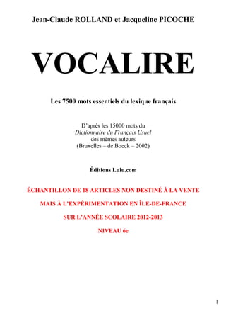 Germain, Picoche, Vocabulaire et enseignement