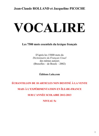 Germain, Picoche, Vocabulaire et enseignement