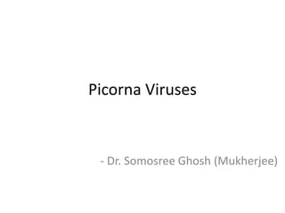 Picorna Viruses
- Dr. Somosree (Ghosh) Mukherjee
 
