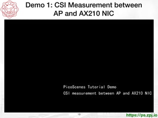 https://ps.zpj.io
Demo 1: CSI Measurement between
AP and AX210 NIC
19
 