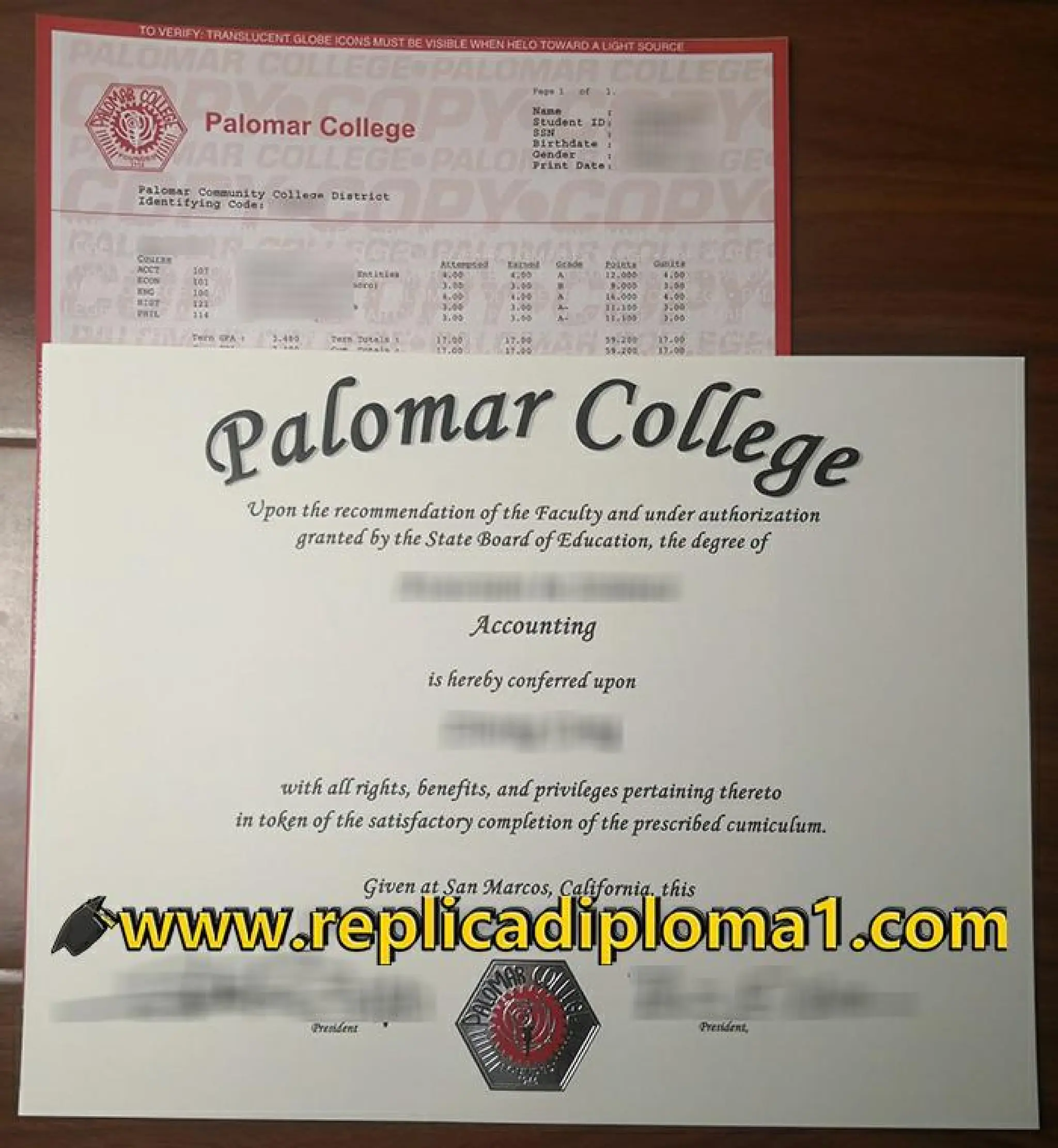 How many people to buy a fake Palomar College degree and transcript? | PDF