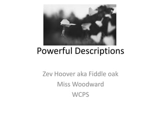 Powerful Descriptions
Zev Hoover aka Fiddle oak
Miss Woodward
WCPS

 