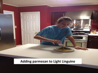 Adding parmesan to Light Linguine
 
