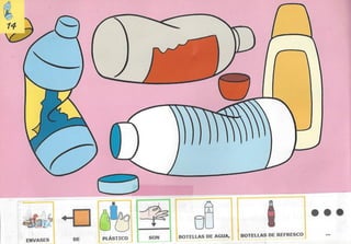 Bolechas contenedor amarillo con pictogramas arasaac