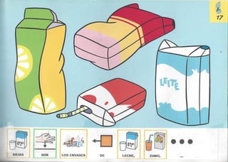 Bolechas contenedor amarillo con pictogramas arasaac