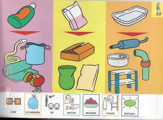 Bolechas contenedor amarillo con pictogramas arasaac