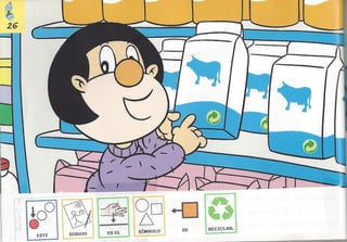 Bolechas contenedor amarillo con pictogramas arasaac