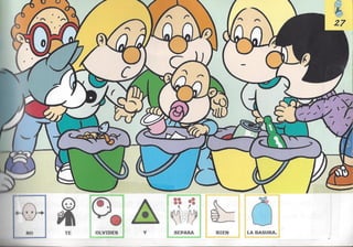 Bolechas contenedor amarillo con pictogramas arasaac