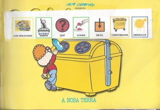 Bolechas contenedor amarillo con pictogramas arasaac