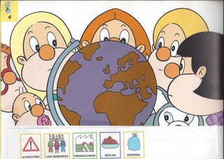 Bolechas contenedor amarillo con pictogramas arasaac