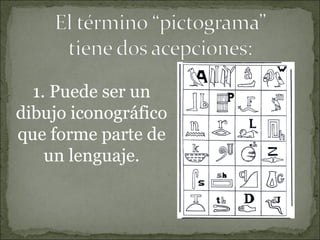 1. Puede ser un
dibujo iconográfico
que forme parte de
un lenguaje.
 