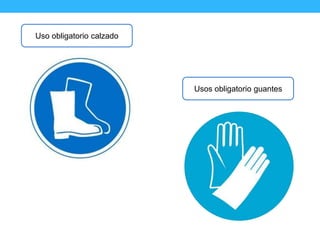 Uso obligatorio calzado
Usos obligatorio guantes
 