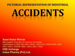 Saad Abdul Wahab
MSc Applied Chemistry & Chemical Technology
Certifications of QMS (ISO 9001:2008), FSMS (ISO 22000:2005), EMS
(ISO 14001), OHSAS 18001, SSCL (ISO 17025)
HSE Incharge
Indus Pharma (Pvt) Ltd.
 