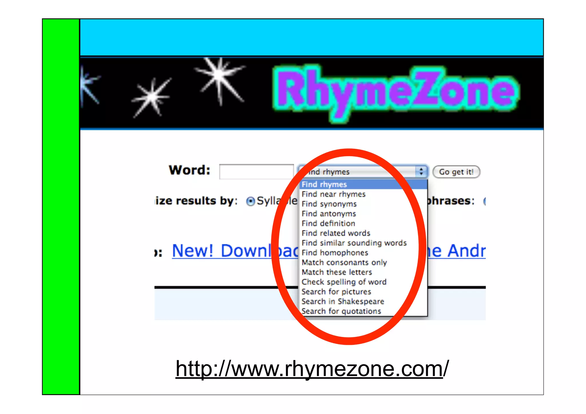 http://www.rhymezone.com/
 