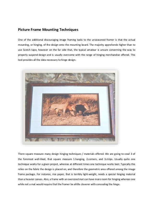 Picture frame mounting techniques