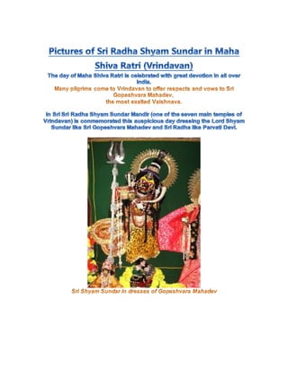 Pictures of sri radha shyam sundar in maha shiva ratri