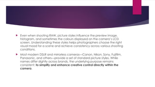 Comprehensive Guide to Camera Picture Styles and Their Creative Uses | PPTX