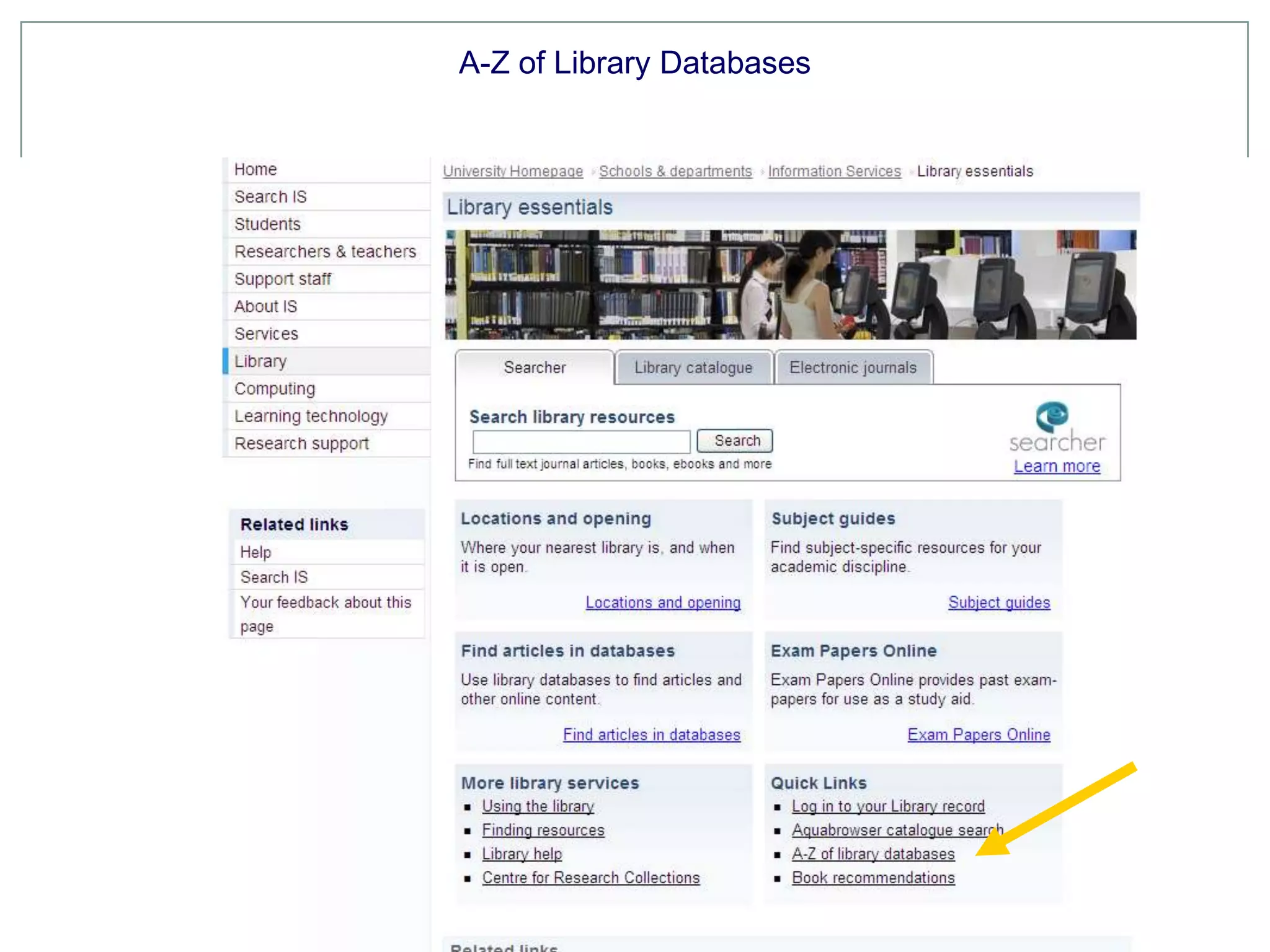 A-Z of Library Databases
 