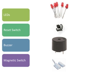 LEDs
Reset Switch
Buzzer
Magnetic Switch
 