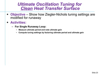 Ultimate Oscillation Tuning for  Clean  Heat Transfer Surface <ul><li>Objective  – Show how Ziegler-Nichols tuning setting...