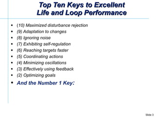 Top Ten Keys to Excellent  Life and Loop Performance  <ul><li>( 10) Maximized disturbance rejection </li></ul><ul><li>(9) ...