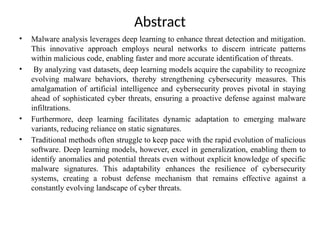 MALWARE ANALYSIS USING DEEP LEARNING PRE | PPTX