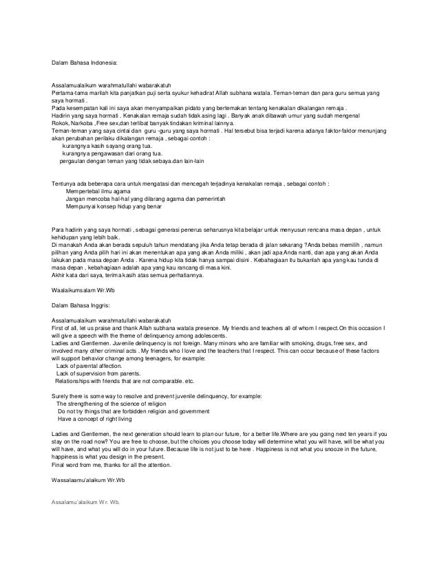 Contoh Pidato Bahasa Indonesia Yang Singkat